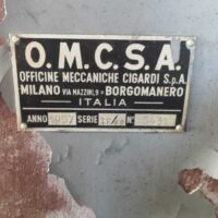 Ghigliottina tagliacarte OMCSA | Etichetta