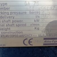 Compressore Atlas Copco GA 75 usato | Etichetta